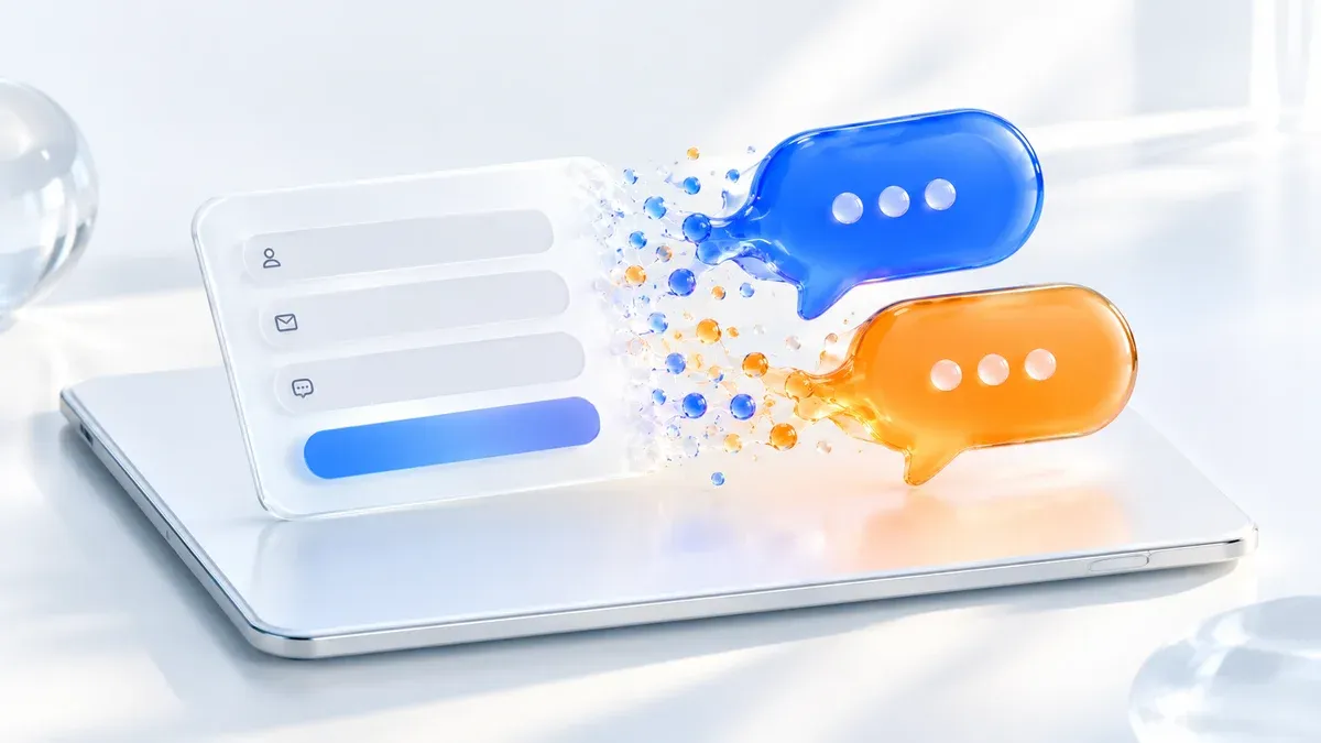 Tablette épurée en céramique blanche et bulles de conversation en verre dépoli bleu cobalt